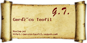 Gerócs Teofil névjegykártya
